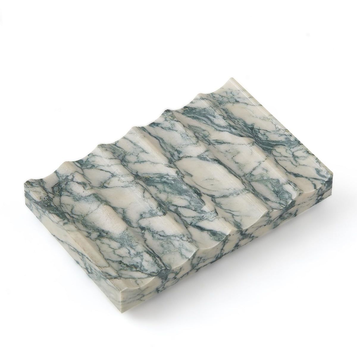 Real Luxurious Natural Marble Soap Dish for Shower,soap Dish for Bathroom,Non-Ceramic/Non-Resin Stone soap Tray（Cyan Green）