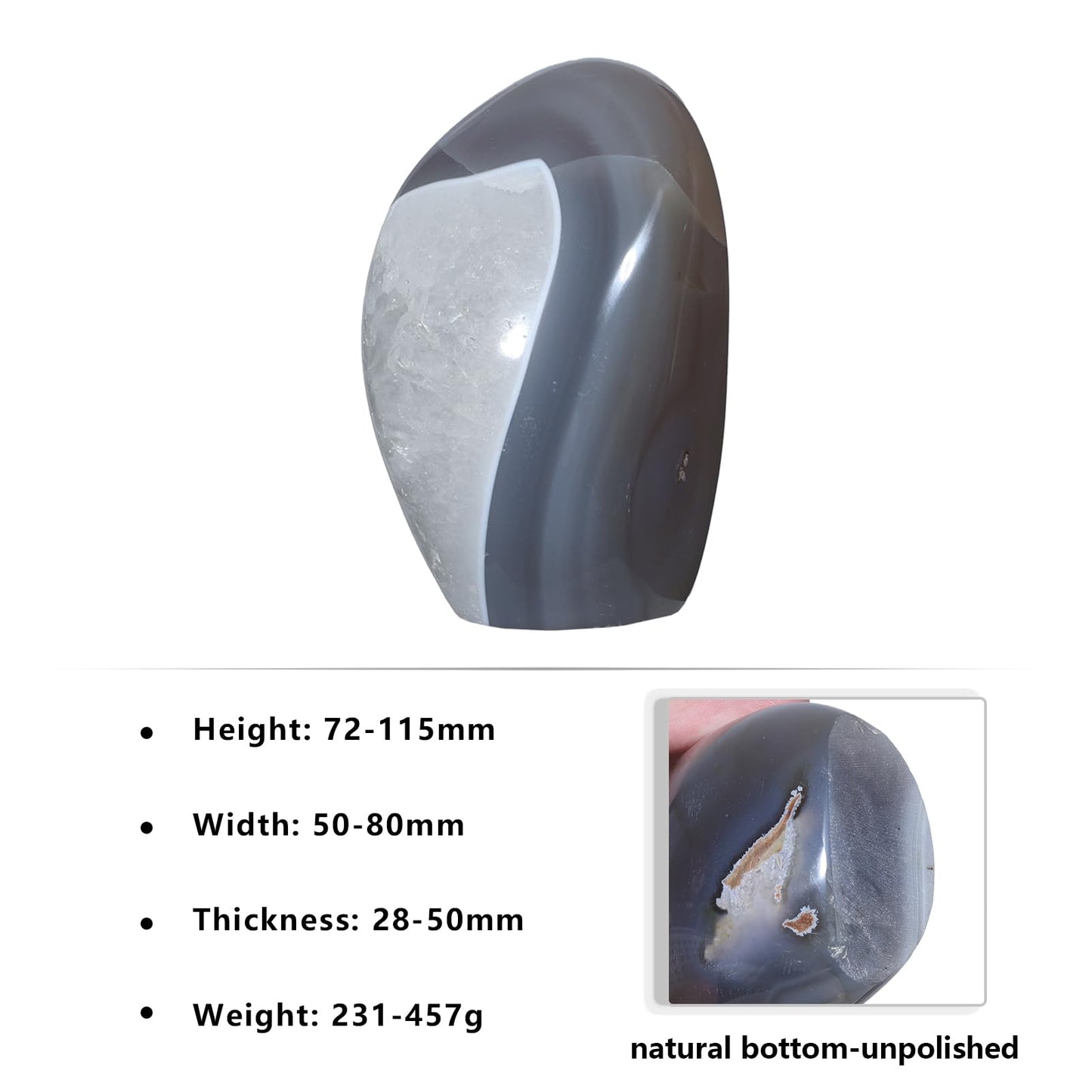 dssmboom Irregular Self-Standing Agate Stone Decoration for Home Tabletop, Polished Crystal Stone Mineral Specimen for Reiki Healing, 0.51-1.01 lb