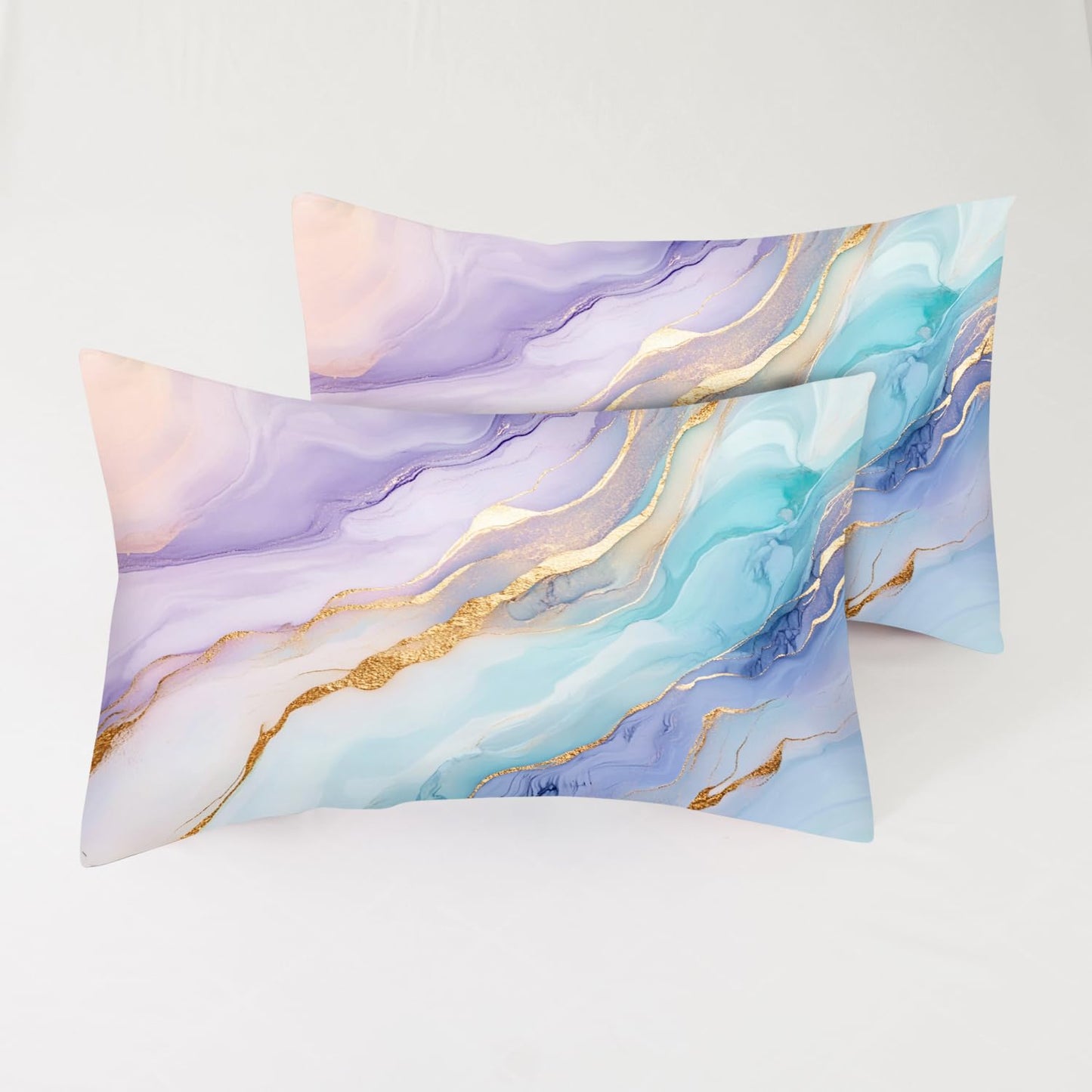 VTKON Pastel Marble Sheets Sets Twin Size Elegant Marbling Fitted Sheet Set Colorful Bed Sheet for Kids Teens Adults Modern Bedspread 1 Fitted Sheet+1 Flat Sheet+1 Pillowcase
