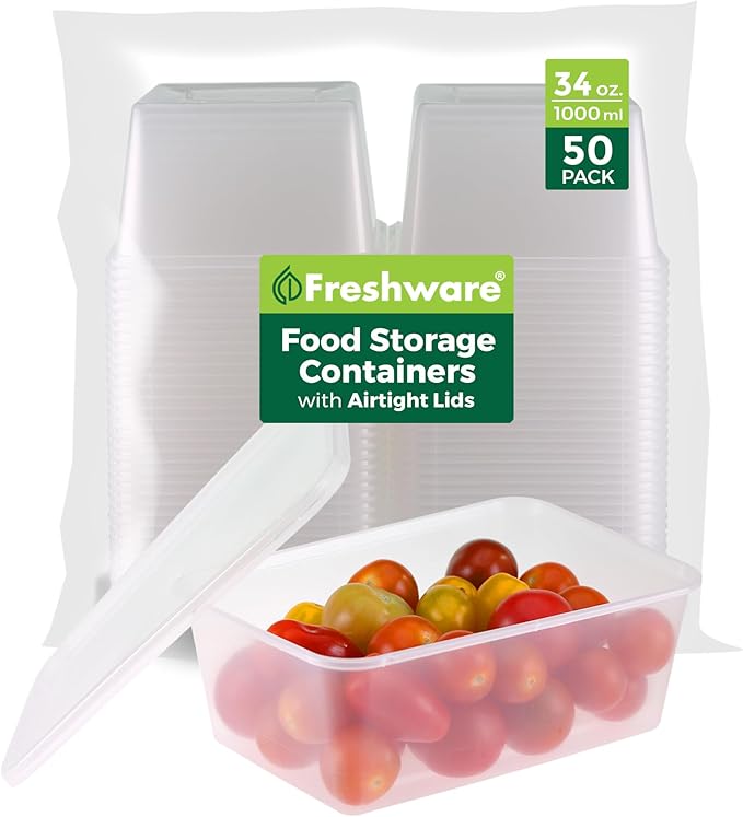 Freshware Food Storage Containers 34 oz Plastic Deli Containers