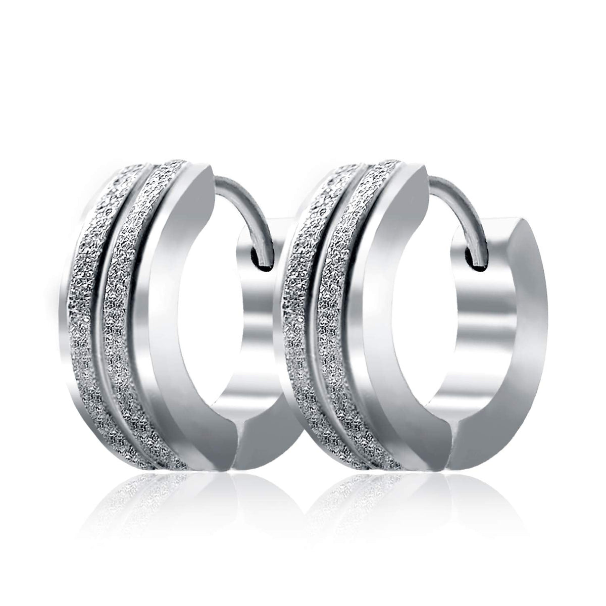 Stainless Steel Hoop Earrings For Men's Women's,Silver/Gold/Black/Blue Hypoallergenic Round Huggie Earrings,Fashion Punk Earrings Piercing Jewelry,Simple Stylish Loop Earring,Gift for Him Her Birthday