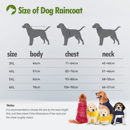 Zellar Dog Raincoat with Hood, Collar Hole, 100% Waterproof Ultra-Light Breathable Rainwear Rain Jacket with Safe Reflective Strips for Medium to Large Dog, Yellow, 5XL
