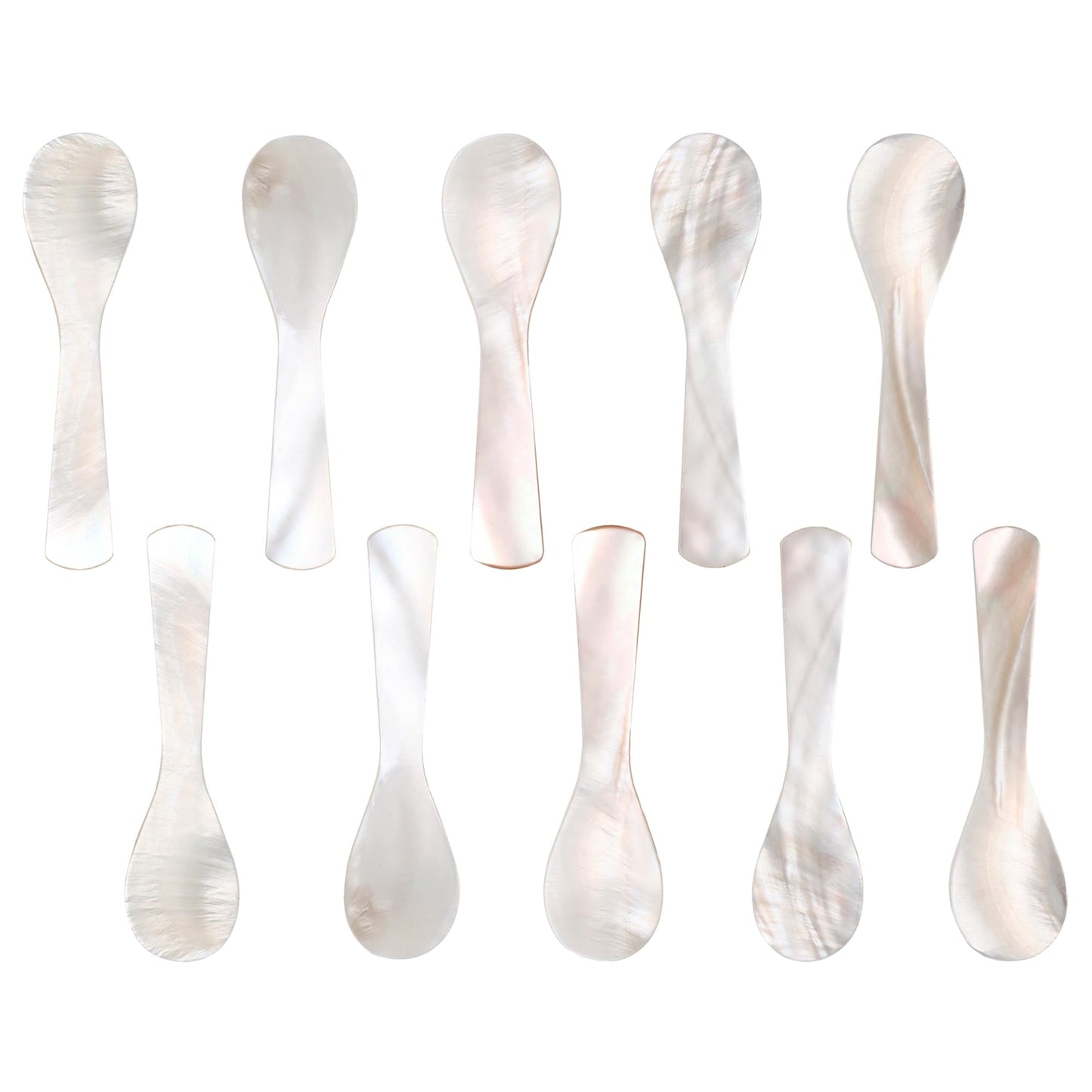 Caviar Spoons, Mother of Pearl Spoons for Caviar with Hand Crafted Round Handle for Caviar, Cake, Ice Cream, Salt, Coffee, Restaurant Serving (10PCS,3.5In)