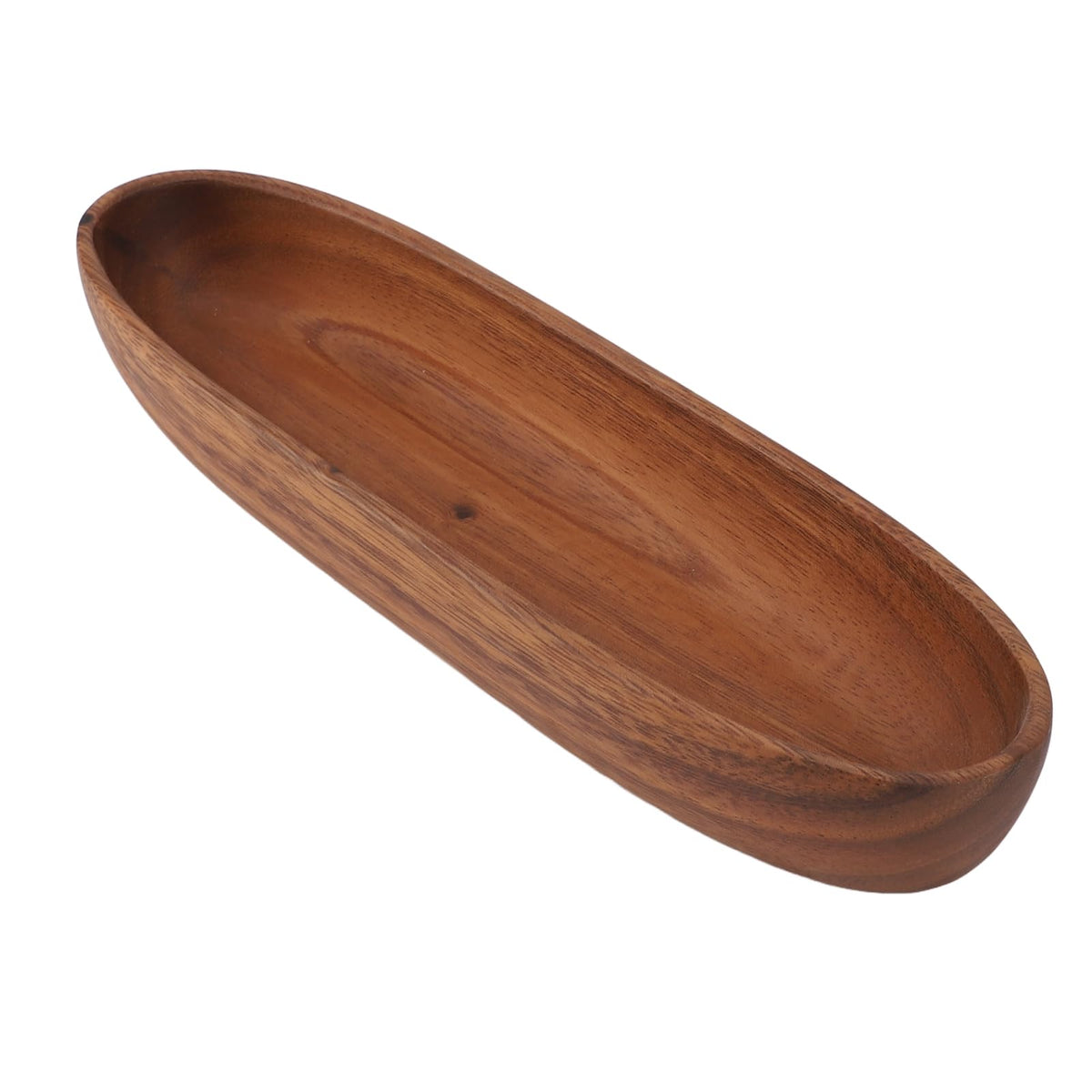 Rengue Wooden Salad Bowl, Serving Bowl Solid Wood for Fruits Snacks Desserts Large Capacity Boat Shaped for Kitchen Table