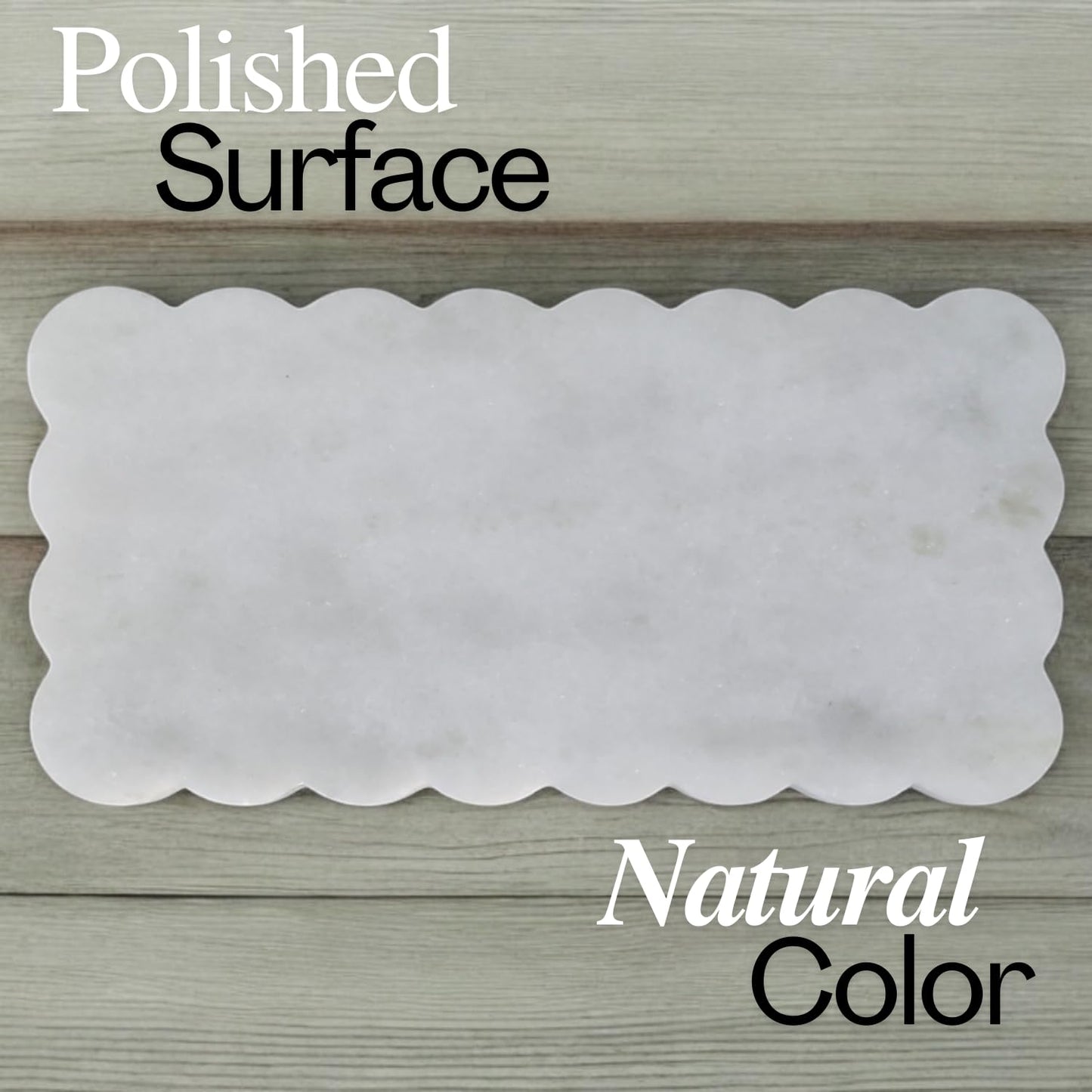 Natural Multi-Purpose Marble Charcuterie & Cutting Board with Scalloped Edge Chopping Board Decorative Vanity Bathroom Kitchen Tray Non-Slip Bumper Scratch Proof Home Decor Perfume Display 12"x6"