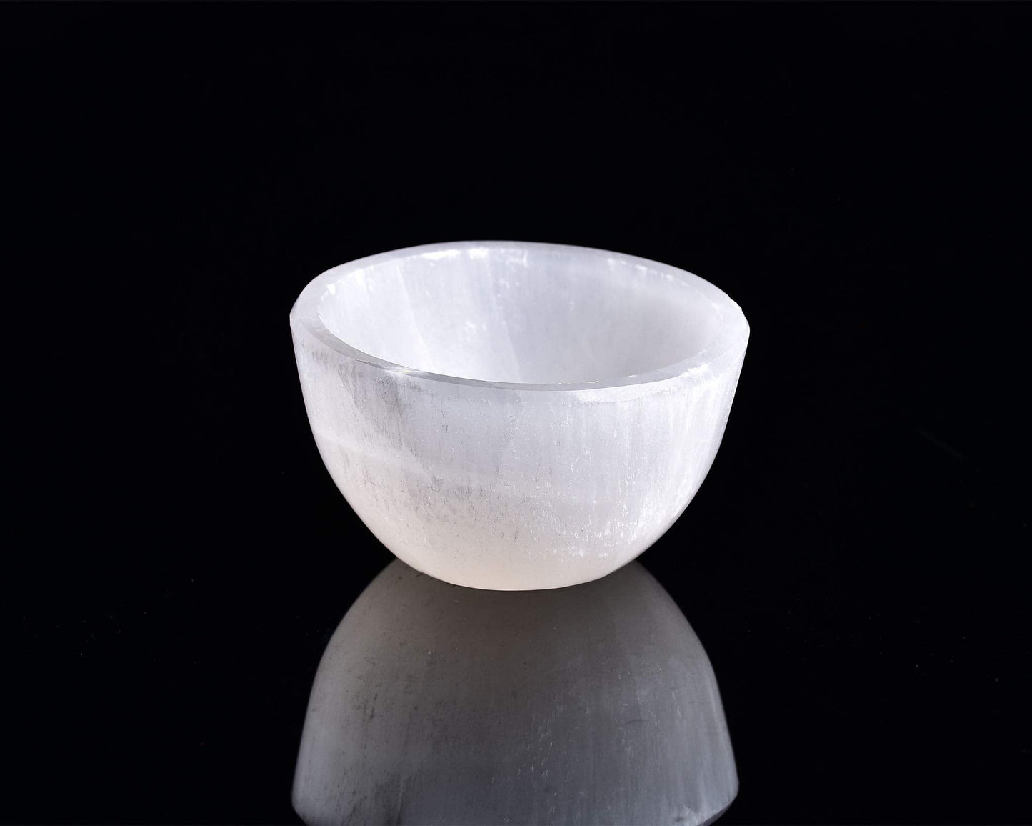 AMOYSTONE 3.3" Small Selenite Bowl Hand Carved,Moroccan Selenite Decorative Bowl Charge Crystal Dish for Healing,Storage,Housewarming Gift