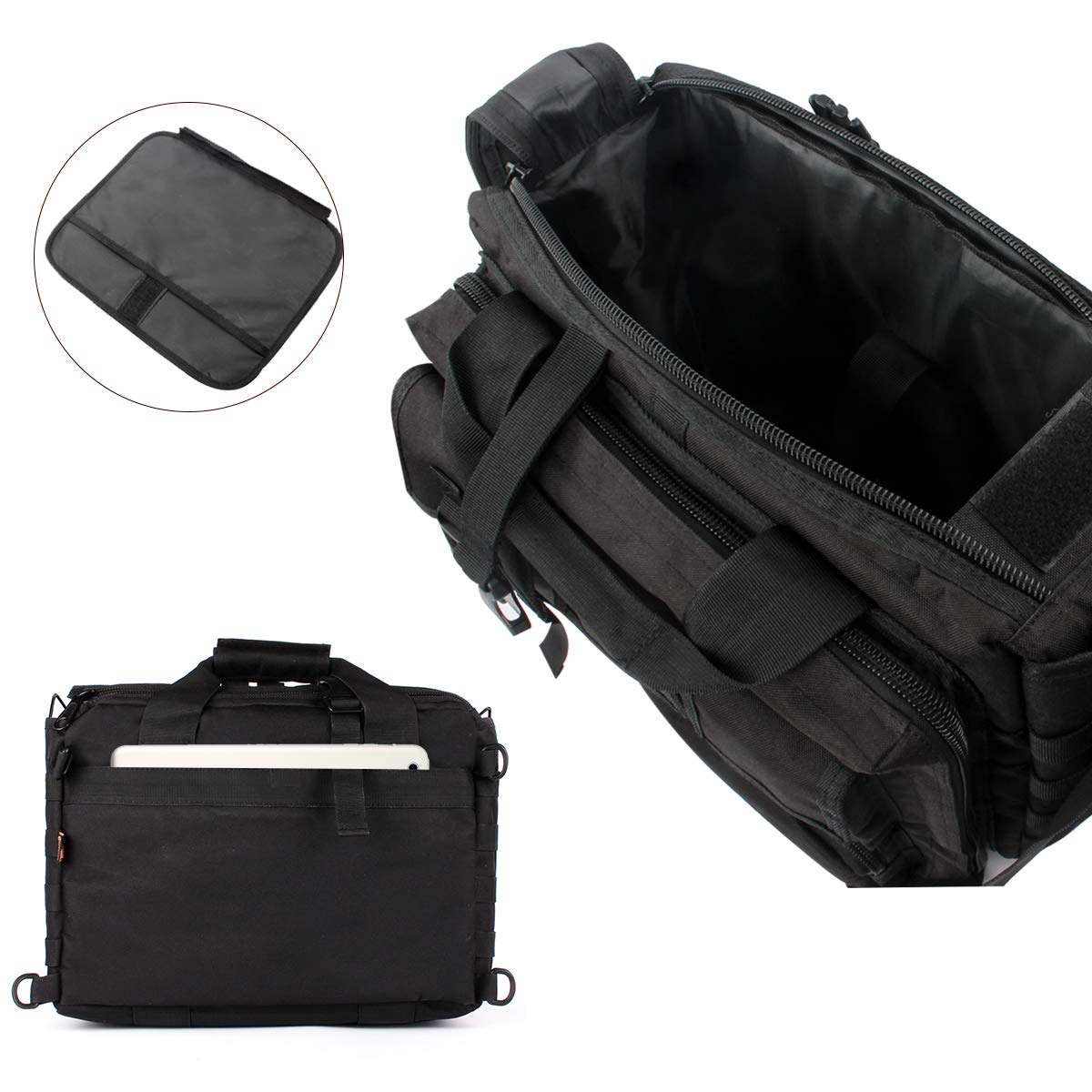 GES 15.6 inch Laptop Bag, Multi-funtion Men's Outdoor Tactical Nylon Shoulder Laptop Messenger Bag,Briefcase Handbags for Camera/Tablet/Notebook (Black)
