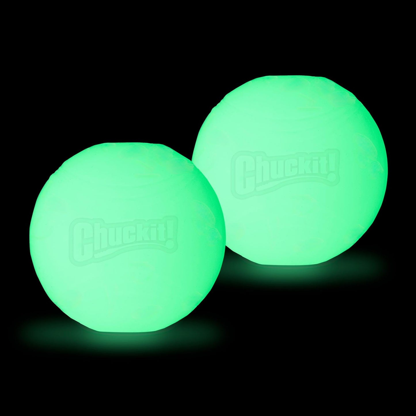 Chuckit! Ball Glow In the Dark Dog Toy, Durable Rubber Dog Balls, Launcher Thrower Compatible Interactive Toys for Dogs for Boredom, Medium, Pack of 2