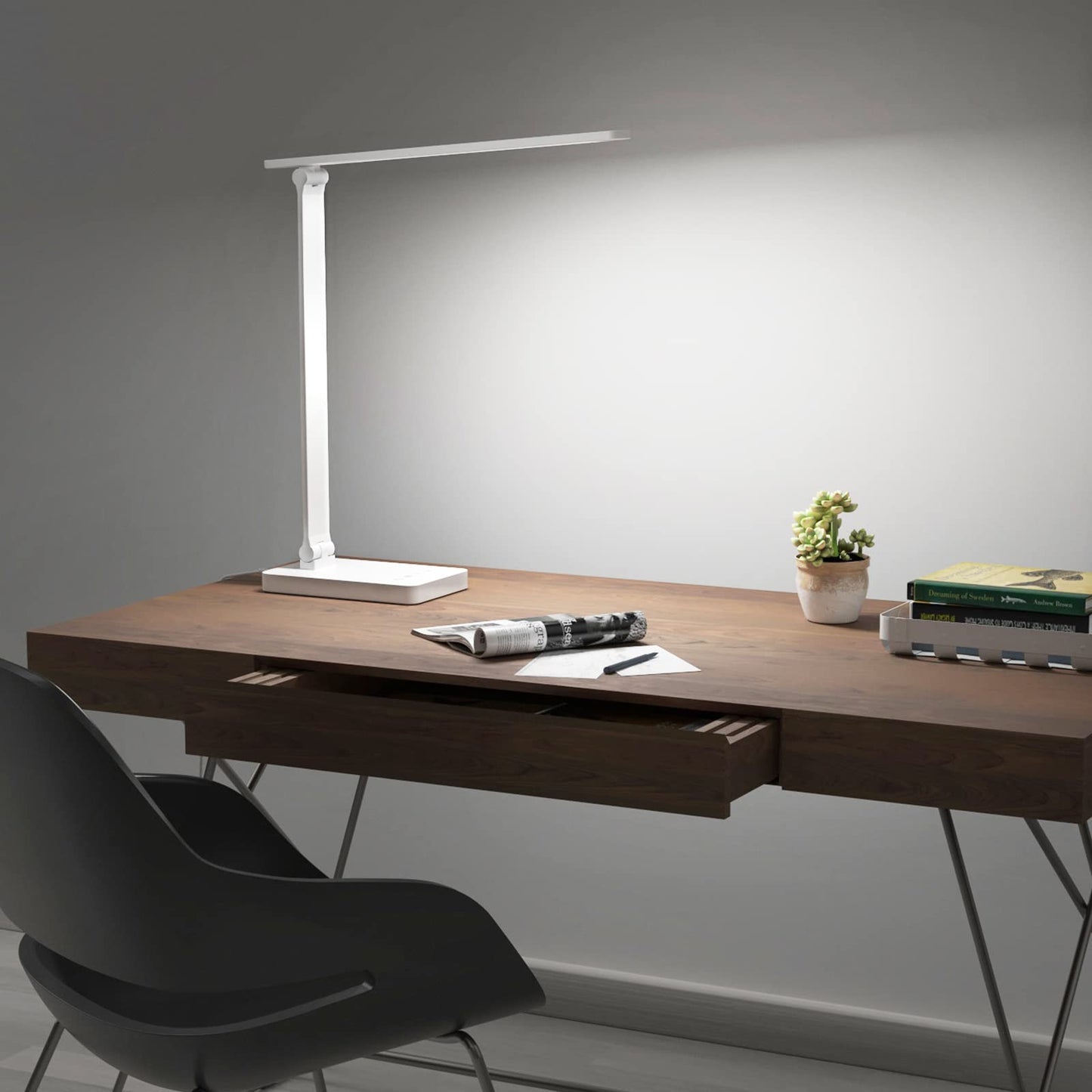 Lepro Desk Lamp, LED Desk Lamp with Power Adapter, 9.2W 800lm, Dimmable Desk Lamps Office, 5 Brightness Levels x 5 Colour Modes, Touch Control Daylight Lamp for Office, Study, Bedroom, Nails, Reading