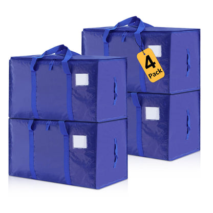 Moving Bags Heavy Duty Extra Large, Moving Boxes, Moving Supplies Essentials, Blue Storage Bins with Lids, Plastic Packing Totes, Storage Bags for Clothes with Handles & Zippers(Blue, 4 Pack)