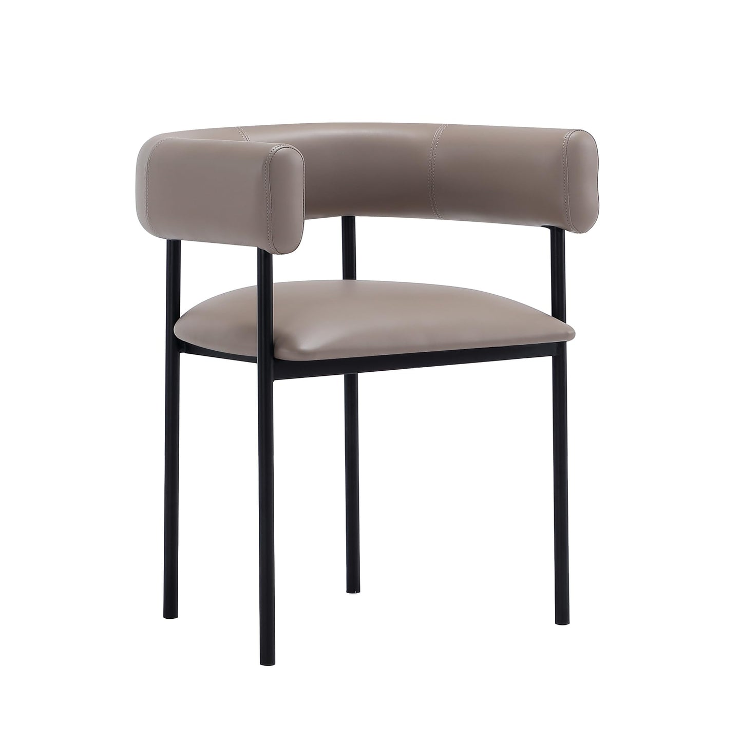 Manhattan Comfort Onda Dining Chair Upholstered in Vegan Leather, Metal Frame with Wraparound Backrest, Modern Seating for Kitchen Counter and Table, Taupe