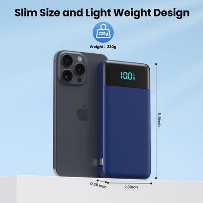 Portable Charger 50800mAh Power Bank with 3 Built in Cables,25W PD QC4.0 Fast Charging USB C Battery Pack,6 Outputs 2 Inputs Travel Essentials Portable Phone Charger for iPhone 17/16/15,Google,Android