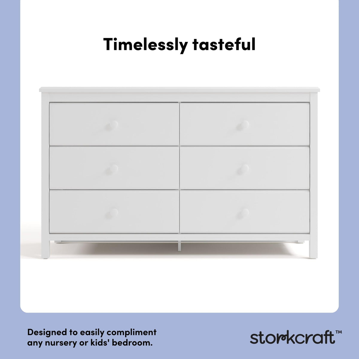Storkcraft Alpine 6-Drawer Dresser (White) – GREENGUARD Gold Certified, White Dresser for Bedroom, Kids & Nursery Storage Drawers, Safety Interlocking Drawers, Pre-Installed Tracks, Kids Bedroom