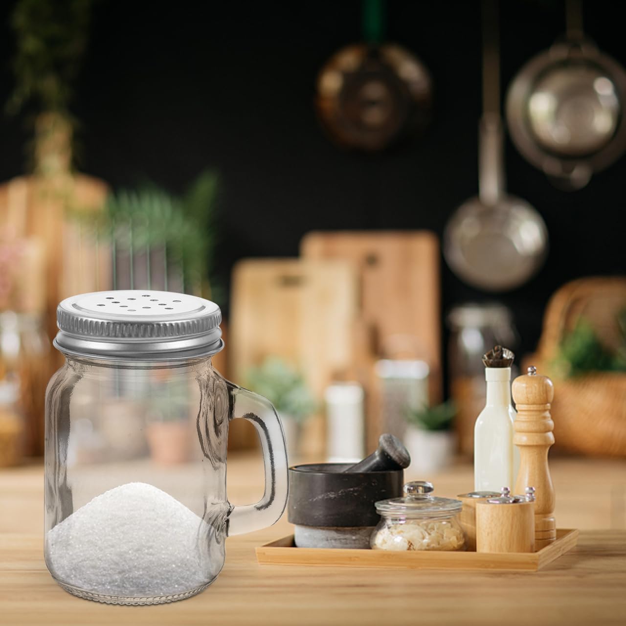 Zerodeko Mini Glass Seasoning Bottles Set of 2 Mason Jar Style Salt and Pepper Shakers with Lids for Kitchen Spice Storage and Condiment Containers
