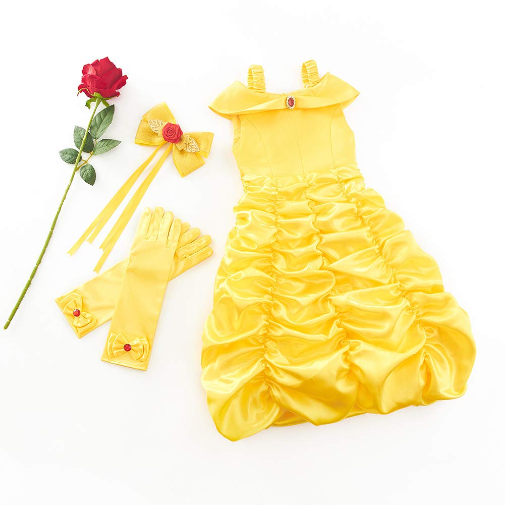 JiaDuo Princess Hair Accessories for Girls Women Halloween Big Hair Bow Clips Yellow 6 Inch