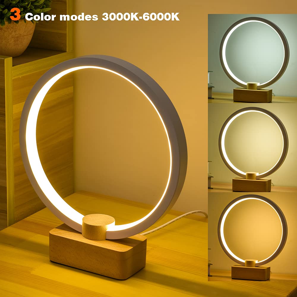 LONRISWAY LED Wood Table Lamp, Bedroom Bedside Night Light, Dimmable Led Lighting, Creative Home Decor, Unique House warmging Gift 1.3m Cable, 5W 350LM Nightstand Lamps
