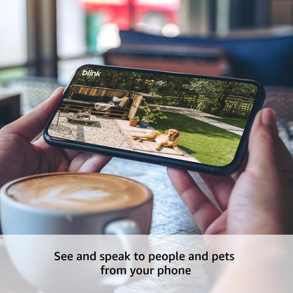 Blink Outdoor 4 (newest model) – Wireless smart security camera, two-year battery life, 1080p HD day and infrared night live view, two-way talk. Sync Module Core included – 1 camera system
