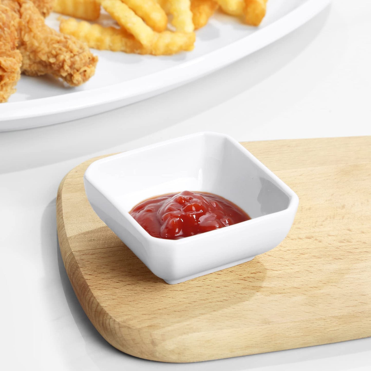 Yedio 3 Oz Square Dip Bowls Set of 6, White Ceramic Dipping Sauce Dishes, Mini Condiment Bowls for Soy Sauce, Sushi, BBQ, Ketchup, Vinegar, Party & Daily Use
