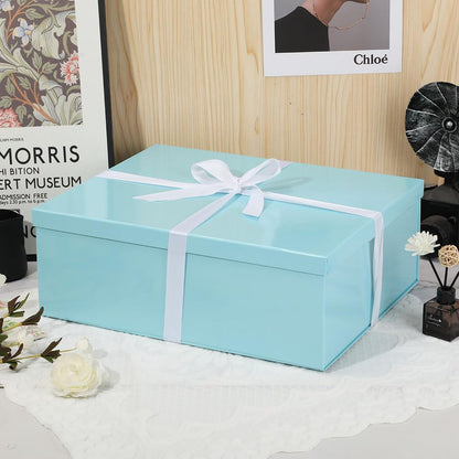 Extra Large Gift Box with Lid 17x13x6 Inches, Blue Gift Boxes for presents Packaging for Birthdays, Valentine's Day, Christmas, Anniversaries (Include Shredded Paper Fill, Envelope Card Ribbon)