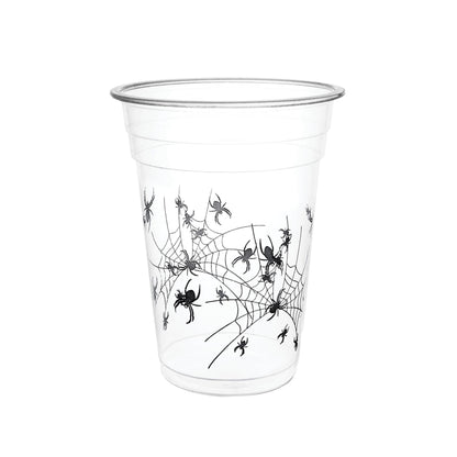 Party Essentials Supplies 20-Count Soft Plastic 16-Ounce Halloween Party Cups/Pint Glasses, Spider Print, One size (SD162042)