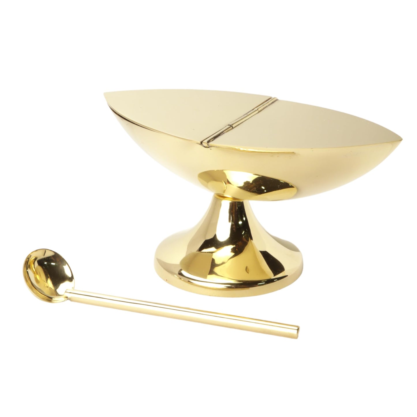Needzo Brass Incense Boat with Spoon for Censor, Catholic Church Supplies, 5.5 x 4.5 Inches