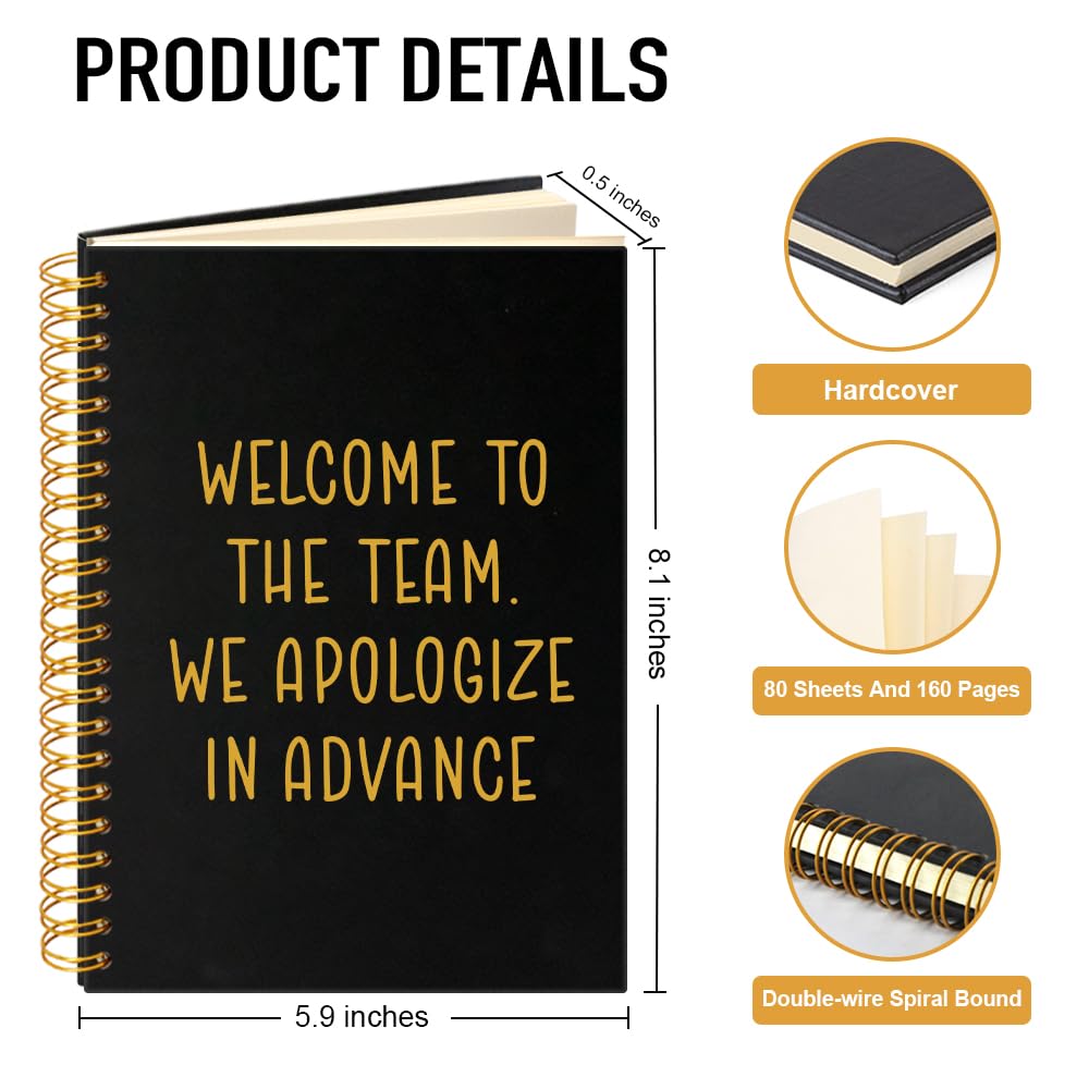 PUVOXHO Welcome to The Best Team 160 Blank Pages Spiral Notebook, New Job Gifts for Employee, Dream Team Gifts for Colleagues, New Employee Welcome Presents, New Beginning Presents for Coworker