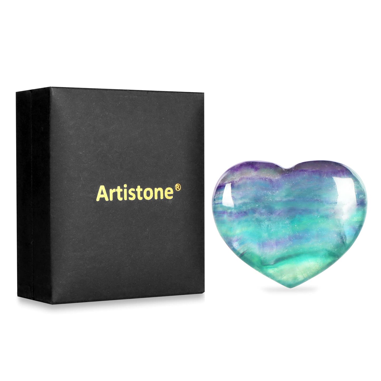 Artistone 2 Inch Rainbow Fluorite Crystal Heart Healing Crystals Heart Stones Polished Pocket Love Gemstones Chakra Reiki Energy Balancing Meditation Massag Gift