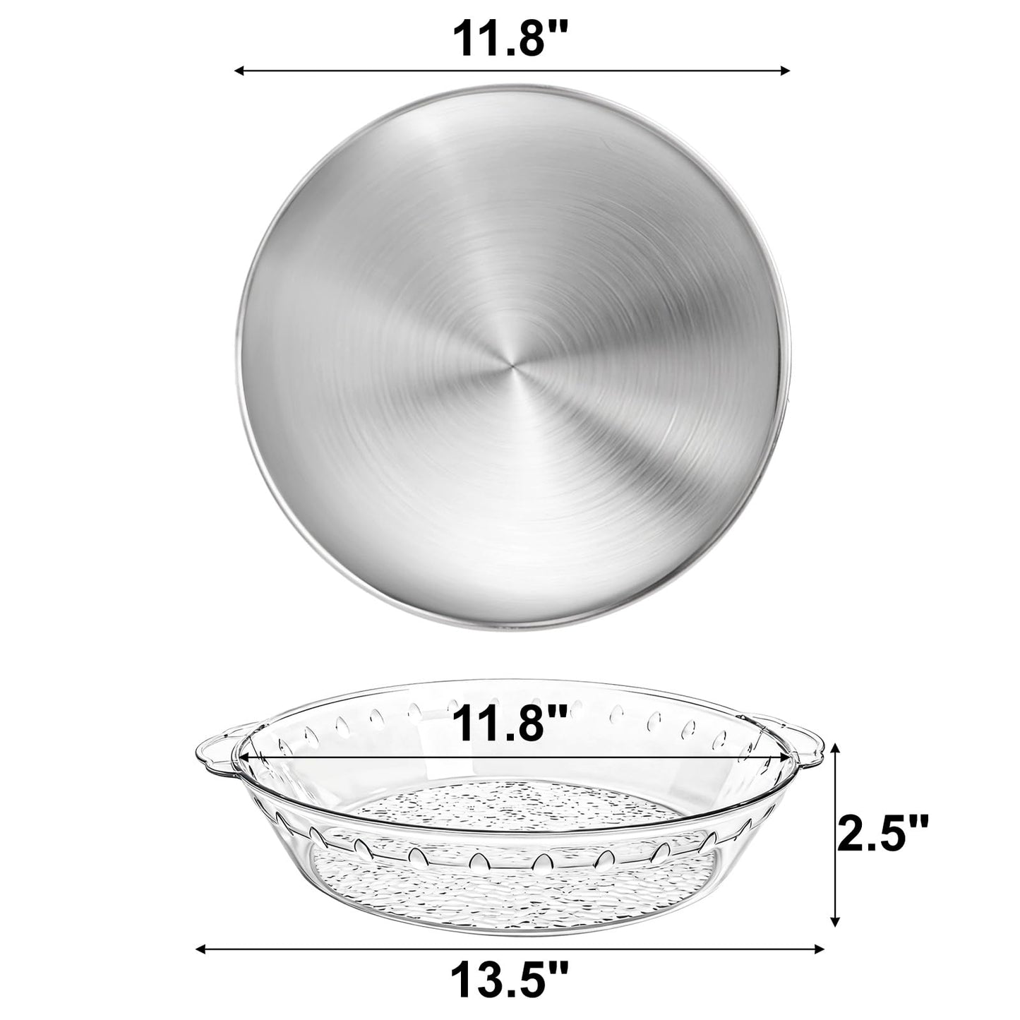 DEAYOU 3 Set 11.8" Chilled Serving Tray for Parties, Round Shrimp Cocktail Serving Dish with Ice Compartment, Ice Serving Bowl Cold Platter for Appetizer, Fruit, Veggie, Salad, Buffet, Keep Food Cold