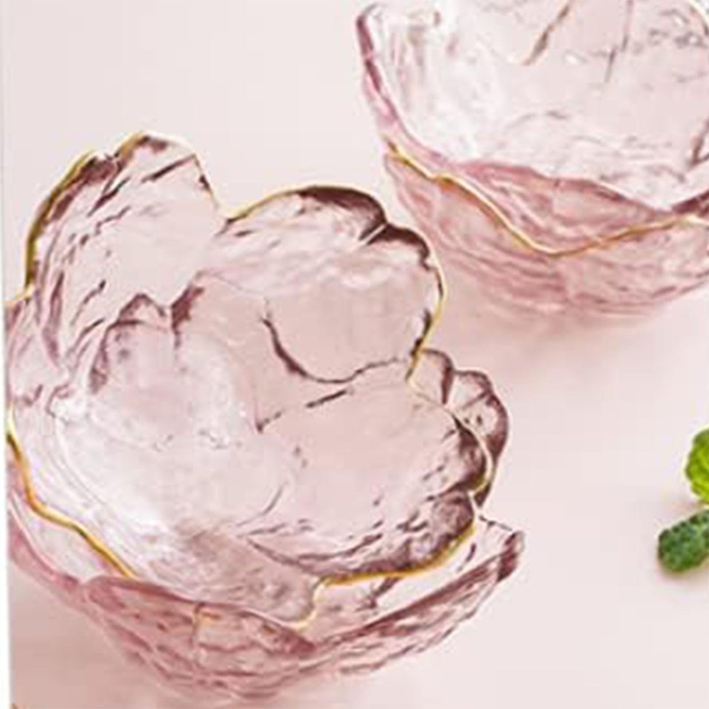 Seasoning bowls with gold rim,6 pcs Pink Cherry Flower Crystal Glass Appetizer Plates dipping bowls Small Glass Dish 3.26*1.42 inch ,6.2oz pink glass plates mini for charcuterie board (Phnom Penh)