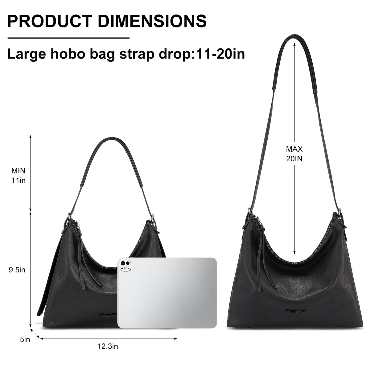 Montana West Hobo Bags for Women Slouchy Shoulder Purse Pocketbook Crossbody Ladies Handbags for Everyday MWC-HB-641BK