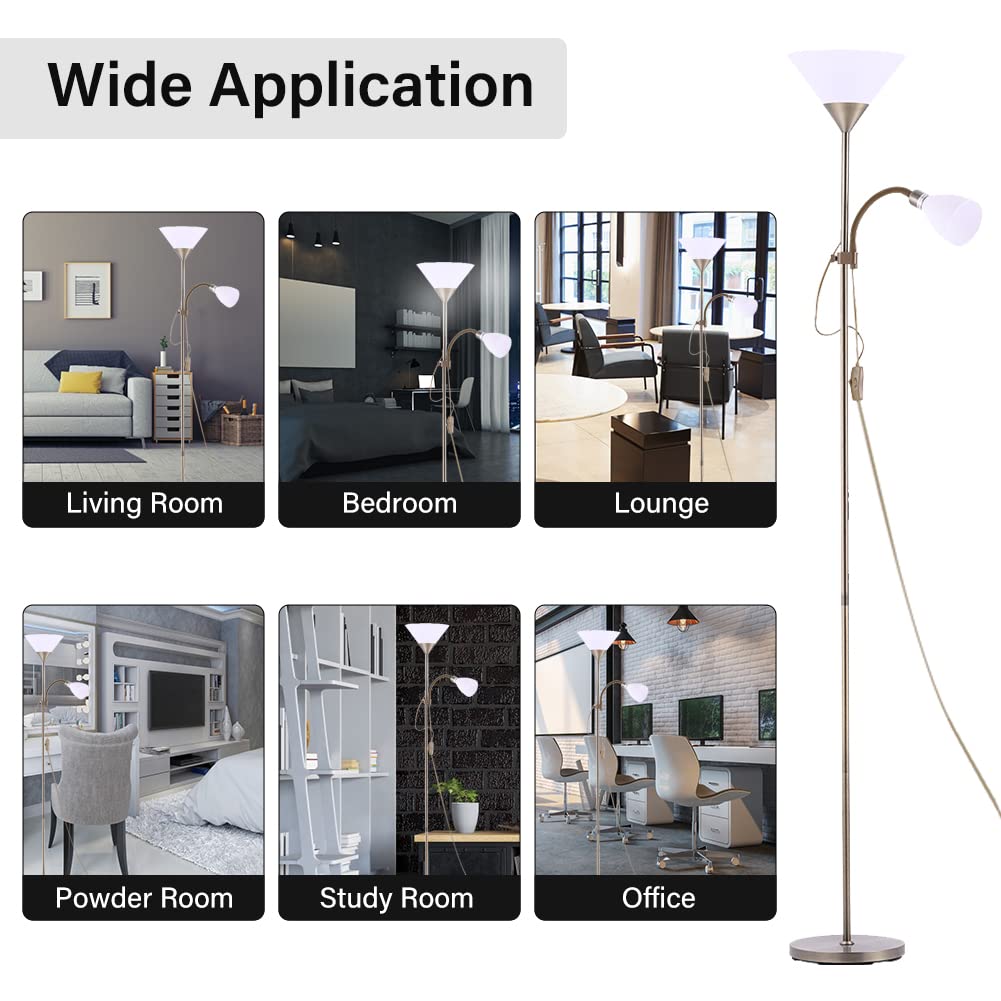 INMOZATA Standard Lamps Living Room, Uplighter Floor Lamp, Modern Mother & Child Tall Floor Lamp for Living Room, Bedroom, Lounge, Office(Bronze)
