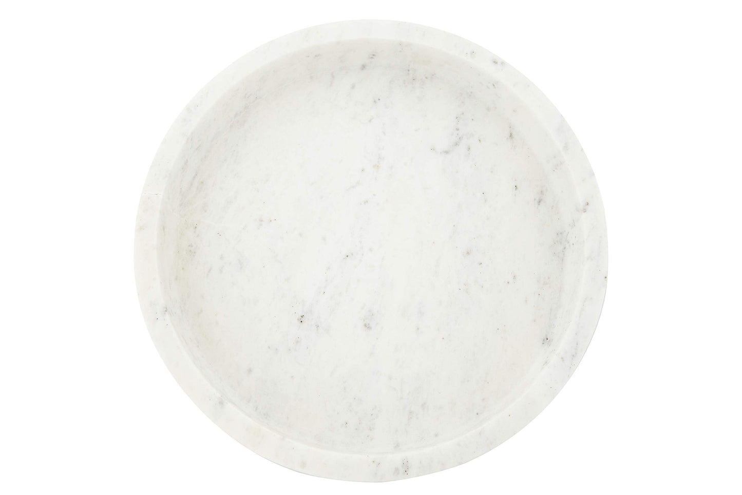 Creative Co-Op Minimalist Round Carved Marble Tray or Charcuterie Board, White, 12"