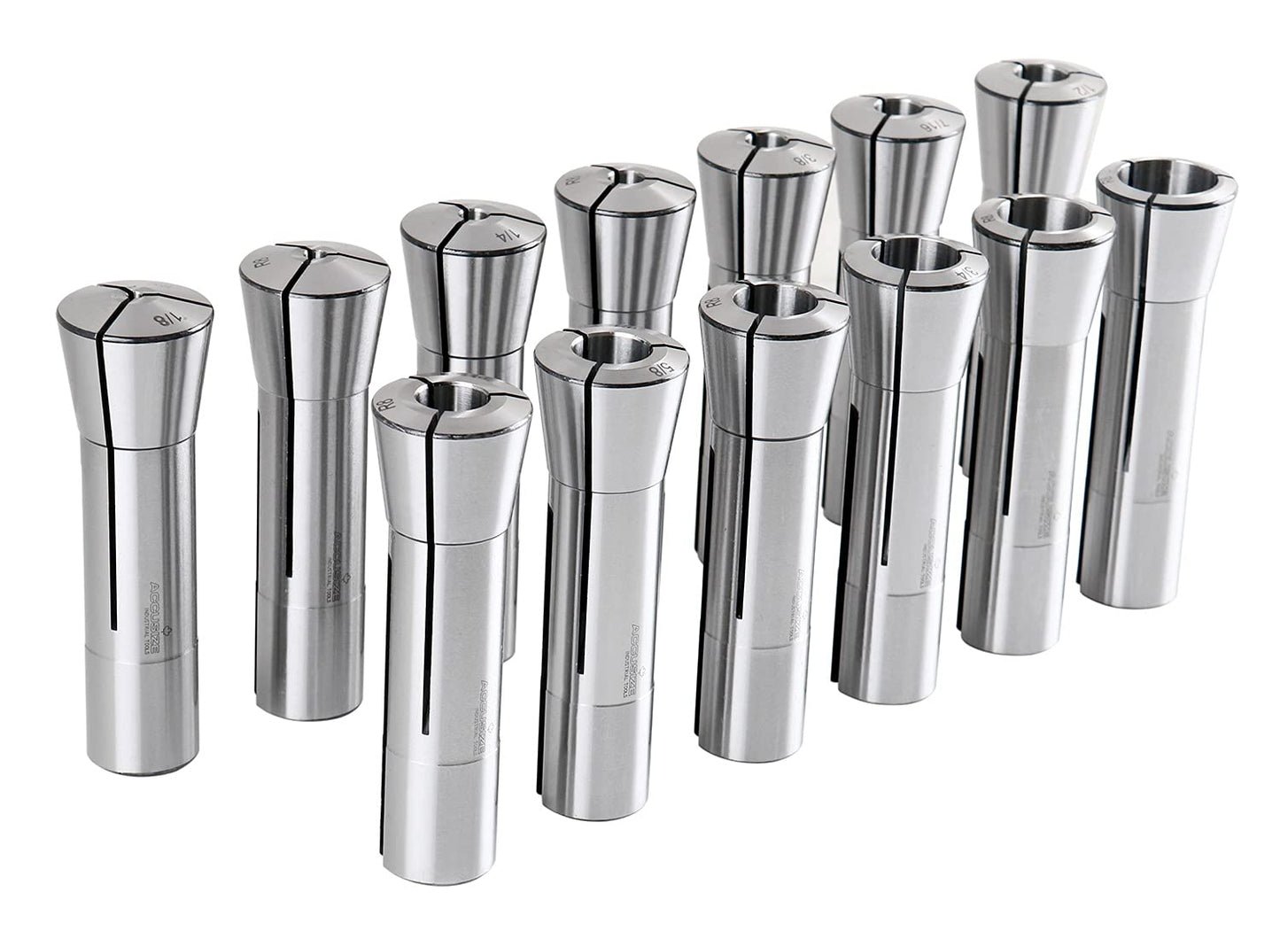 Accusize Industrial Tools 13 Pcs, 1/8-7/8'' by 16ths Precision Grade R8 Collets Hardened and Ground, 0200-0829