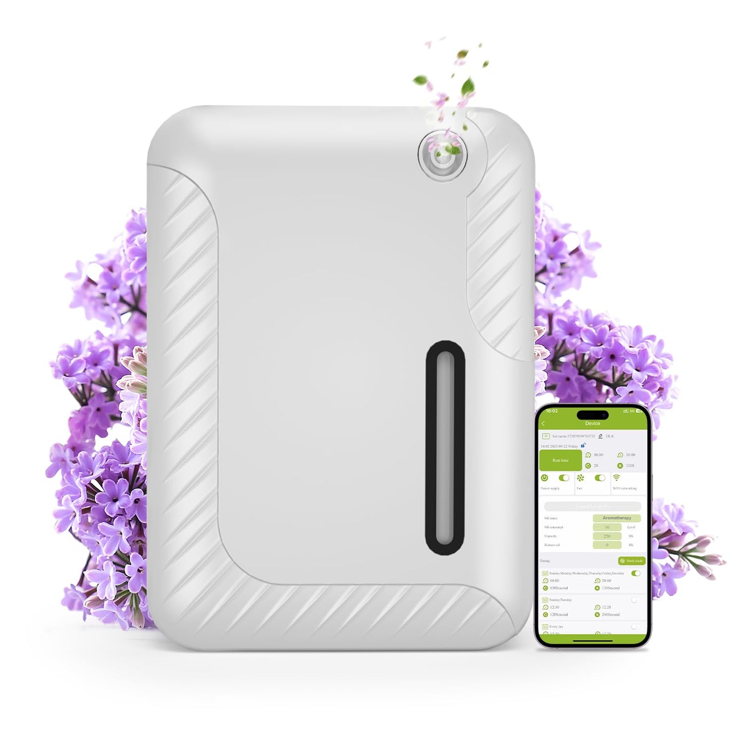 Smart Essential Oil Diffuser for Large Spaces, 250mL Capacity Covering 2300 sq.ft, Programmable Timer, for Home Office Commercial Aromatherapy, White