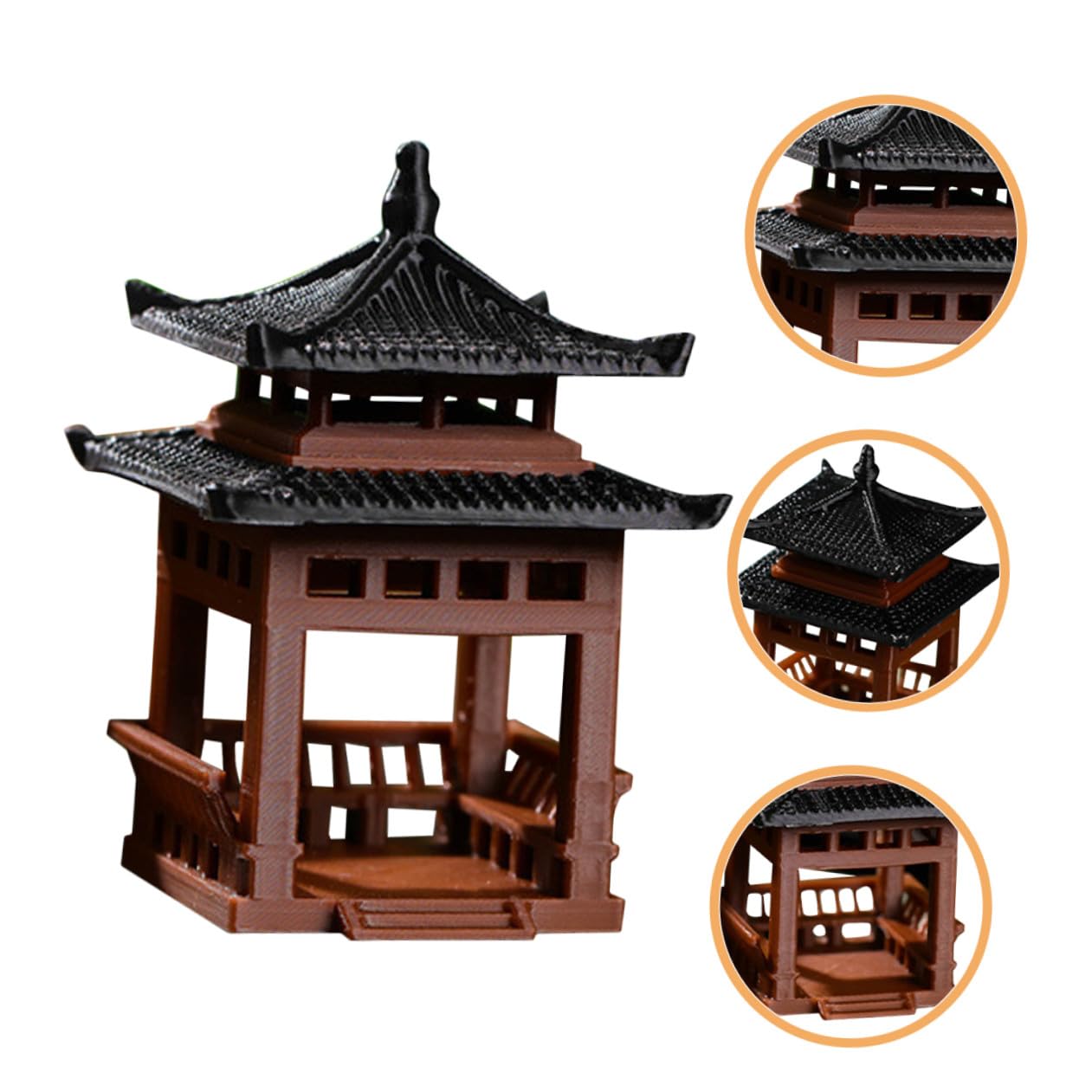 SUPVOX Miniature Pavilion Statue: 3.14" Tall Traditional Pagoda Decor for Bonsai, Succulent, and Desktop Zen Gardens - Tiny Micro-Landscape Ornament