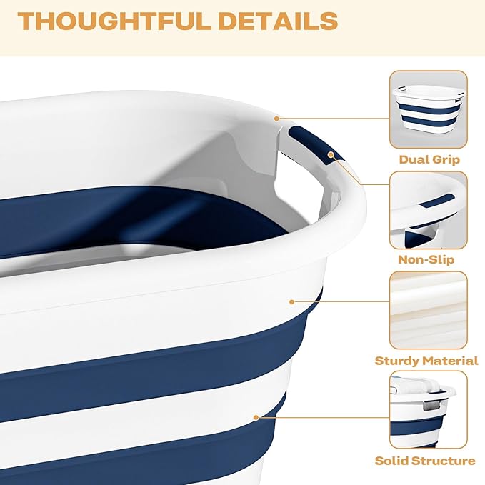 43L Collapsible Laundry Basket Plastic, Pop Up Laundry hamper/Storage Container