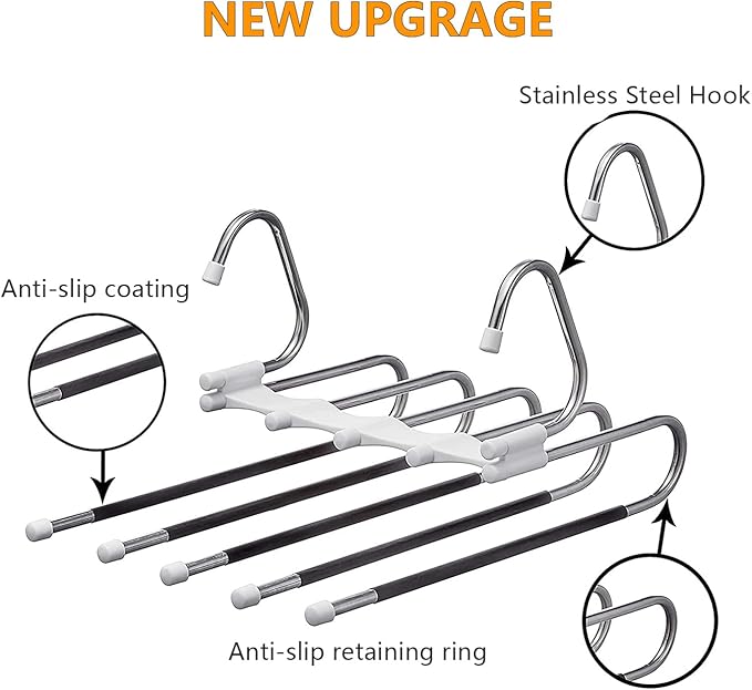 Kalimdor Pants Hangers 2 Pack Space Saving Metal Closet Organizer, Clothes