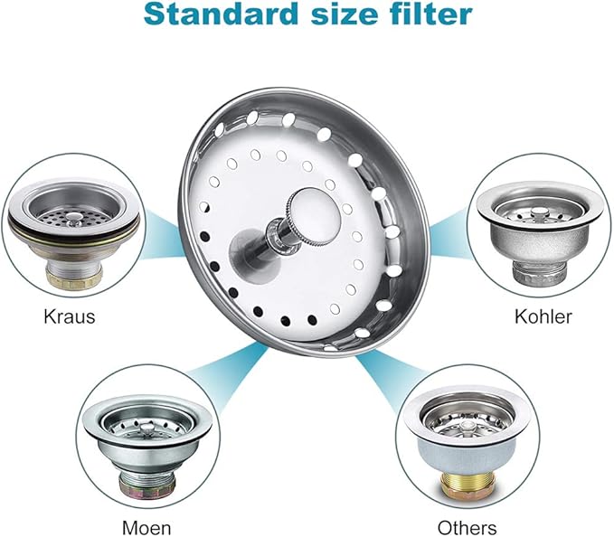 Kitchen Sink Drain Strainer 6 Pack Stainless Steel Sink Stopper, Anti-Clogging