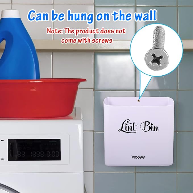 Picowe Magnetic Laundry Storage, Large Lint Holder Bin
