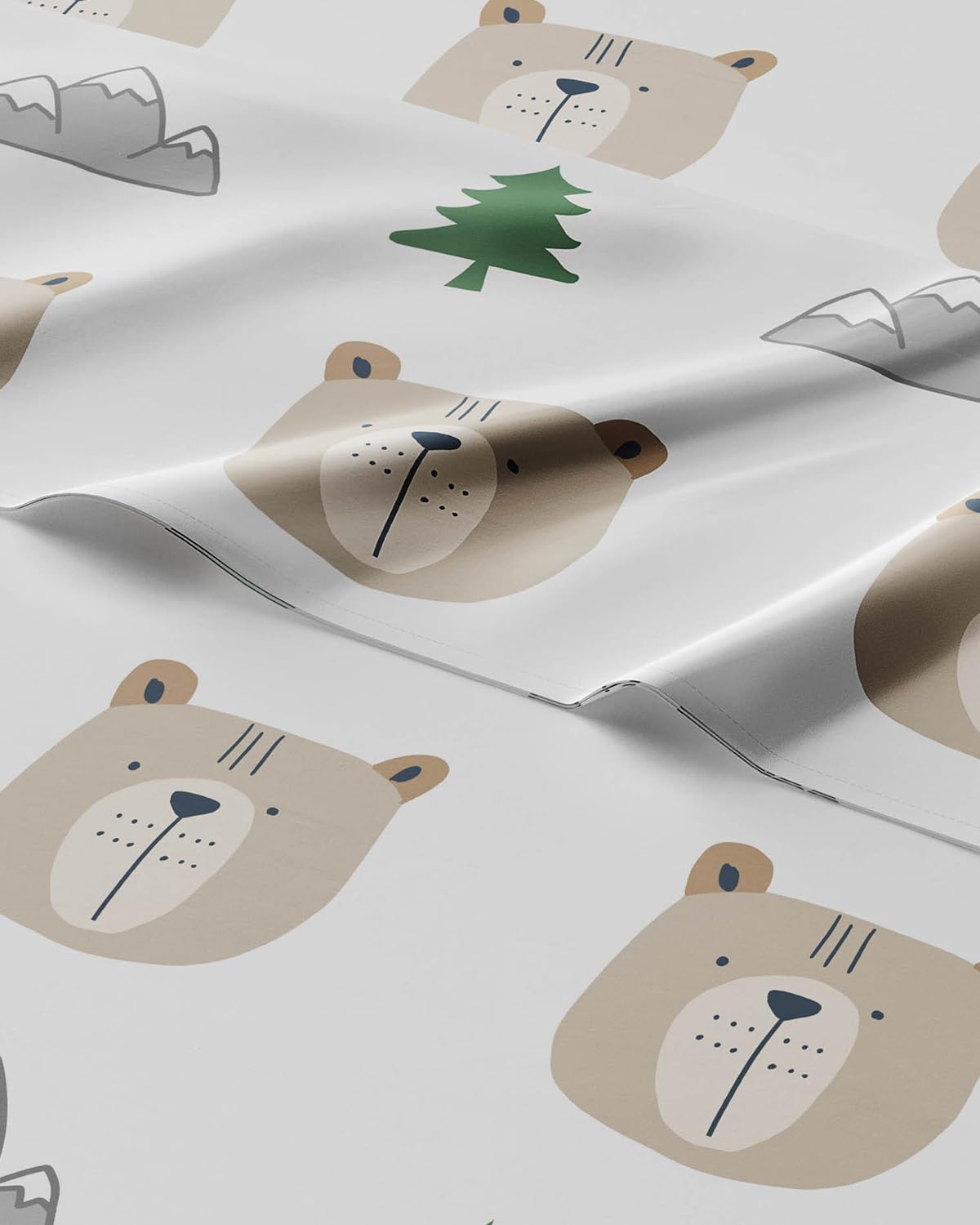 Kids Full Size Bed Sheet Set - 4 Piece Kids Loft Bed Sheets - Bear Forest Nature Themed Bedding - Soft, Cute - Breathable and Machine Washable - Cute Animal Bed Set for Boys, Girls, Teens and Toddlers