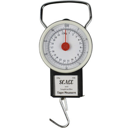 JSHANMEI Digital Hanging Scale Mechanical Kitchen and Fishing Scale Multi-Purpose Portable Hand Held Dial Weight Scale with Tape Measure (50 Lbs / 22Kg)