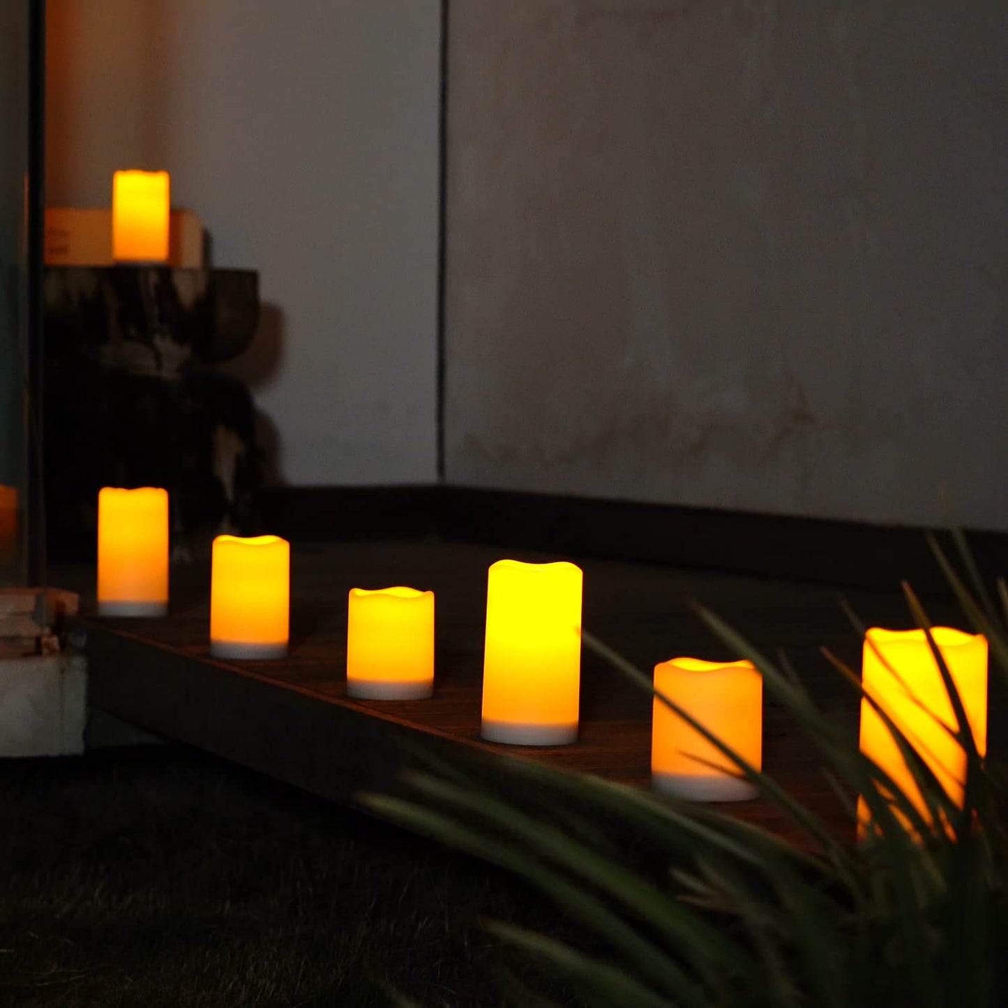 Homemory Solar Candles Outdoor Waterproof, 3"x6" Rechargeable Solar Powered Lights, Solar Powered Flameless Candles for Outdoor, Lanterns, Sensor Only, Dusk to Dawn, Set of 2