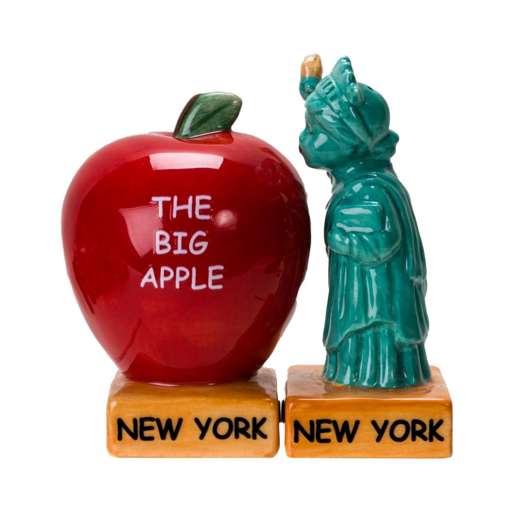 Pacific Giftware Empire State Apple and Liberty Ceramic Salt and Pepper Shakers