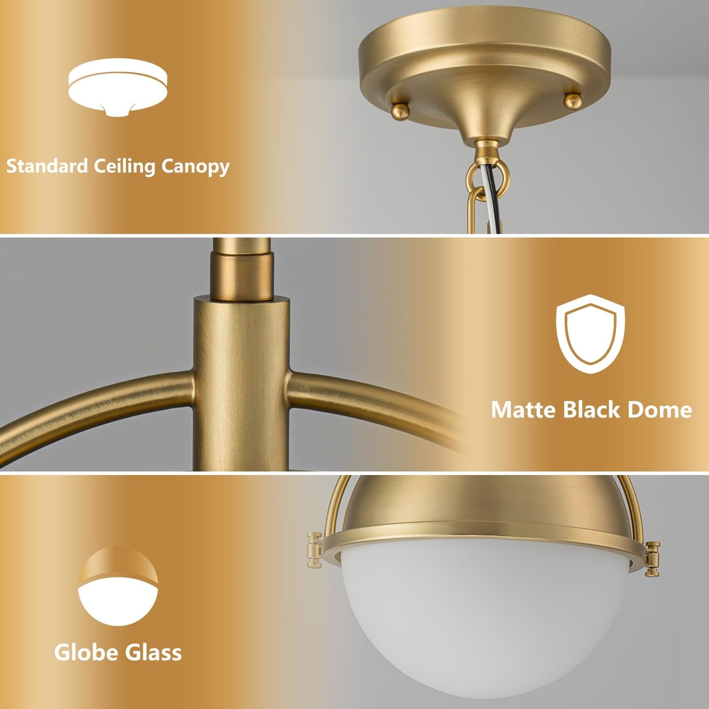 LOZOHOM 11.4 Inch Gold Globe Pendant Light Fixtures,Mid Century Modern Pendant Lights Kitchen Island with Milk Glass Shade, Adjustable Hanging Light Fixture for Kitchen Dining Room Bedroom Bathroom