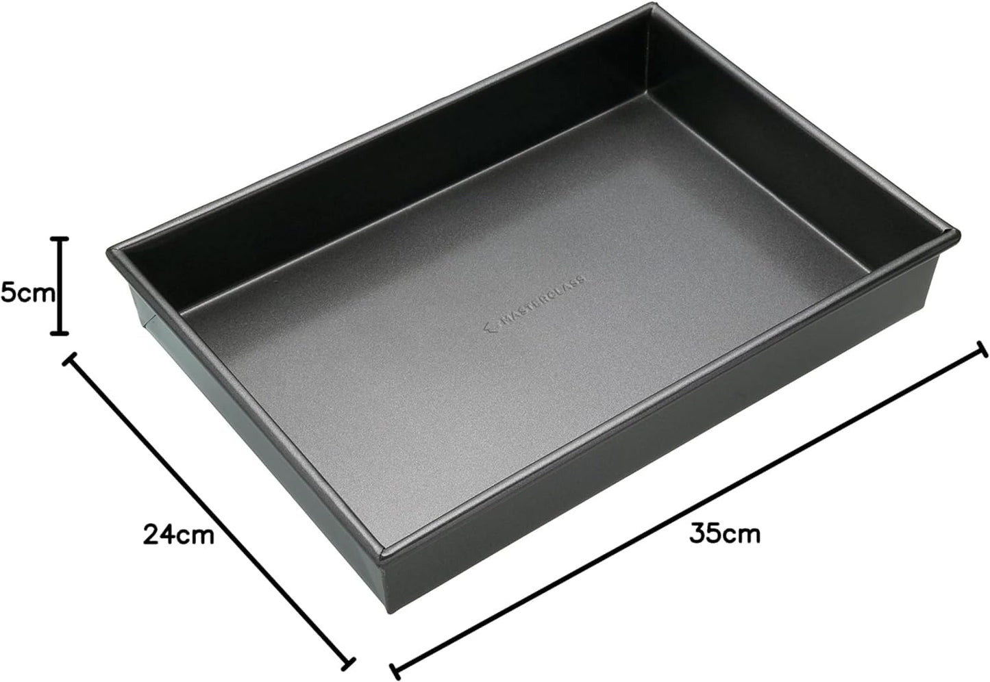 MasterClass 35 x 24 cm Baking/Roasting Tray with PFOA Non Stick, Robust 1 mm Carbon Steel Deep Rectangular Traybake Tin, Grey