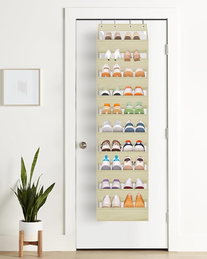 AOODA 10 Tier Clear Over The Door Shoe Organizer Storage, Deep Pockets Large