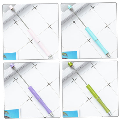 OSOLADY 5pcs Metal Ballpoint Pens Beaded DIY Craft Pen Set for Office School Daily Writing Adult and Household Use