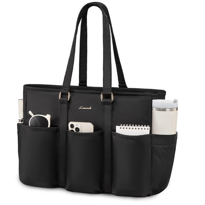 LOVEVOOK Laptop Tote Bag for Women Work, Teacher Tote Bag Nurse Bag With Large Cup Holder, Utility Professional Computer Bag For Work/Travel/College/Daily, Large Purse Handbag With Multi Pockets