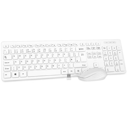 Wireless keyboard and Mouse,Rii RK200 Standard Full Size Keyboard and Mouse 104 Keys for Work Office Home UK Layout (AAA Batteries not Include)-White