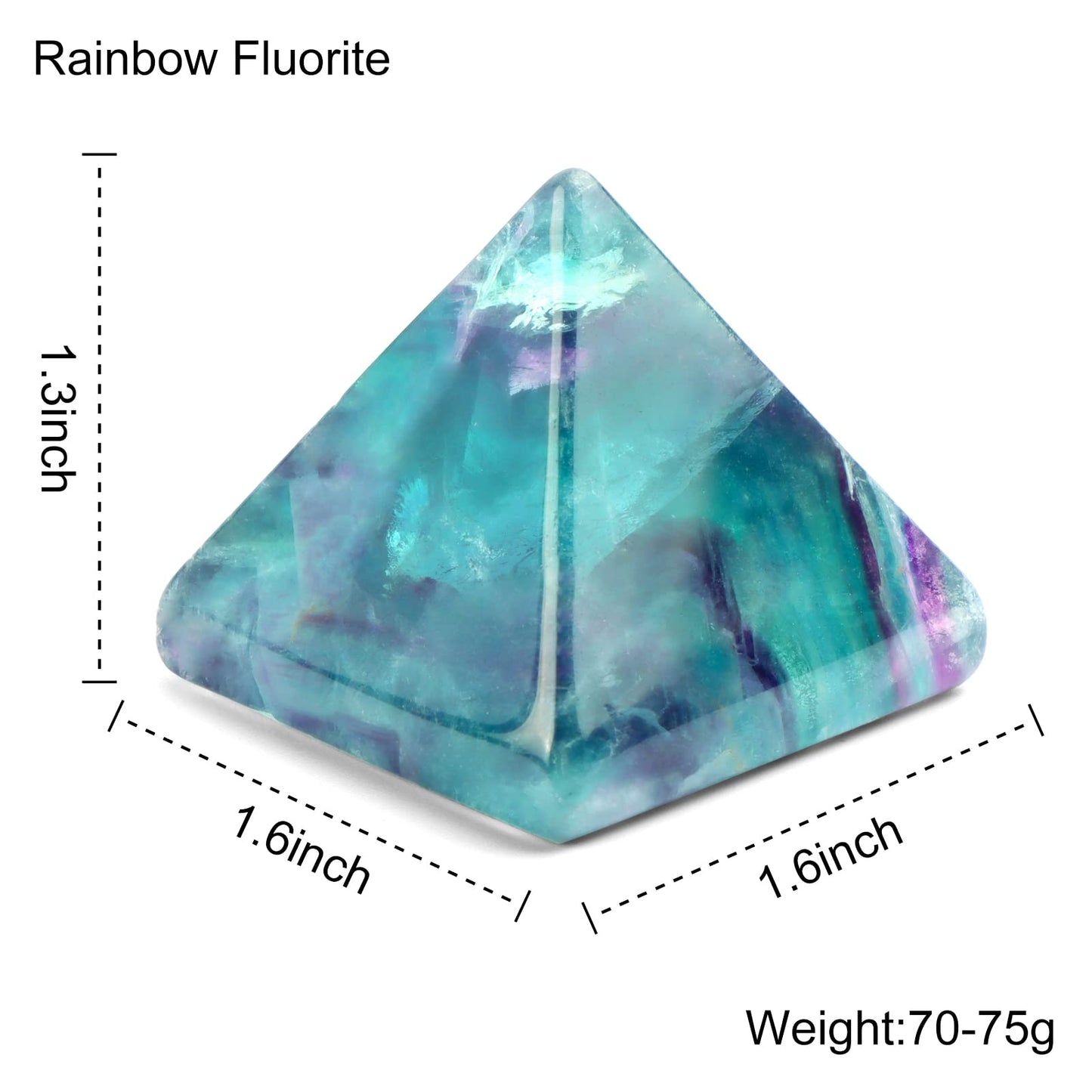 Hxswkk Rainbow Fluorite 1.6" Orgone Pyramid for Positive Energy, Success, Healing - Reiki, Chakra, Anti-stress Handmade Spiritual Gift